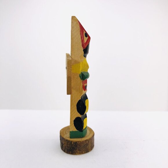 Vtg Japanese Totem Pole Figurine Hand Painted Carved Wooden Native American Art - Picture 4 of 7